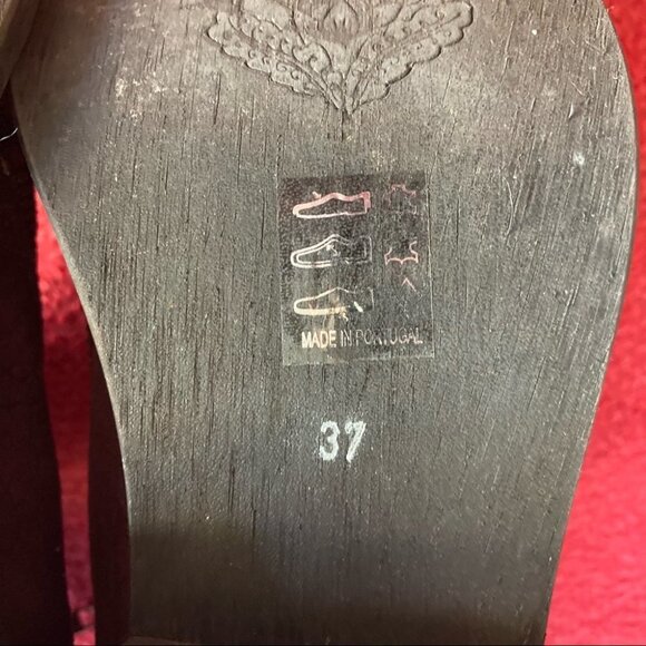 FREE PEOPLE Sz 37 Croc Snake Skin Pattern Stacked Heel Western Style Ankle Boot - Picture 8 of 9